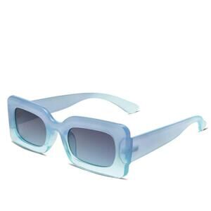SOJOS Retro 90s Small Nude Rectangle Sunglasses Women Mens Blue Chunky Glasses